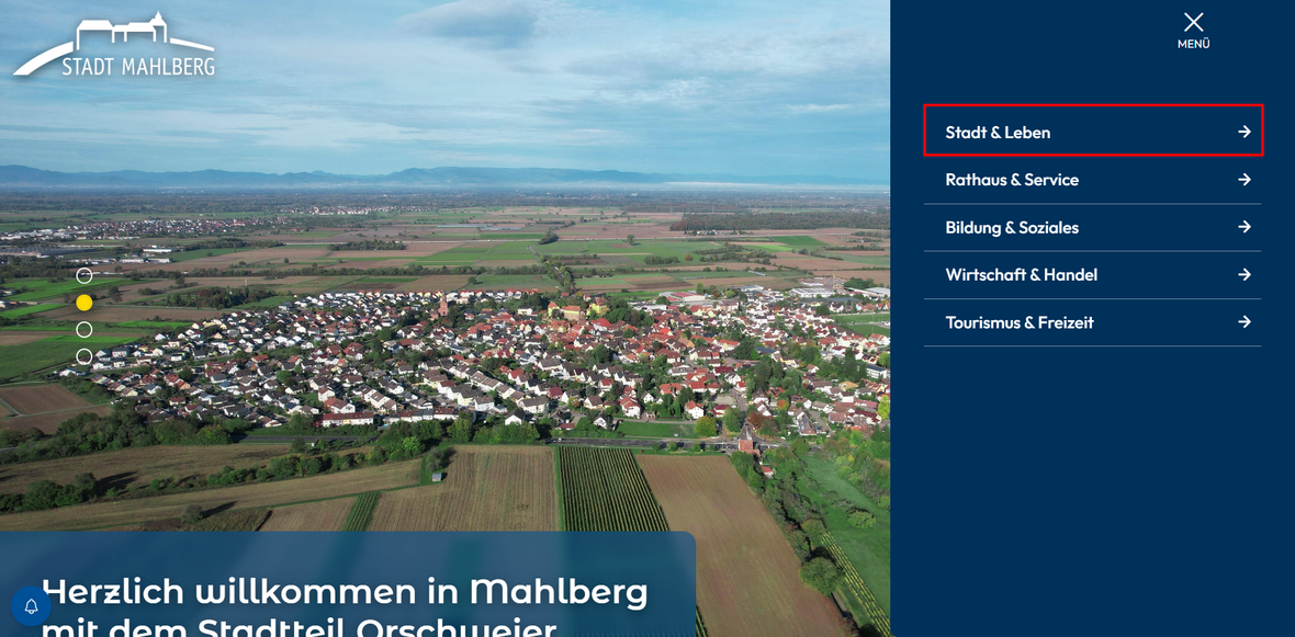 Hauptmenüpunkt Stadt und Leben