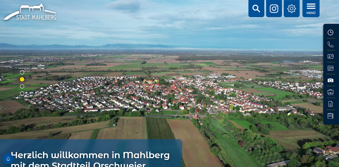 Startseite der Homepage 