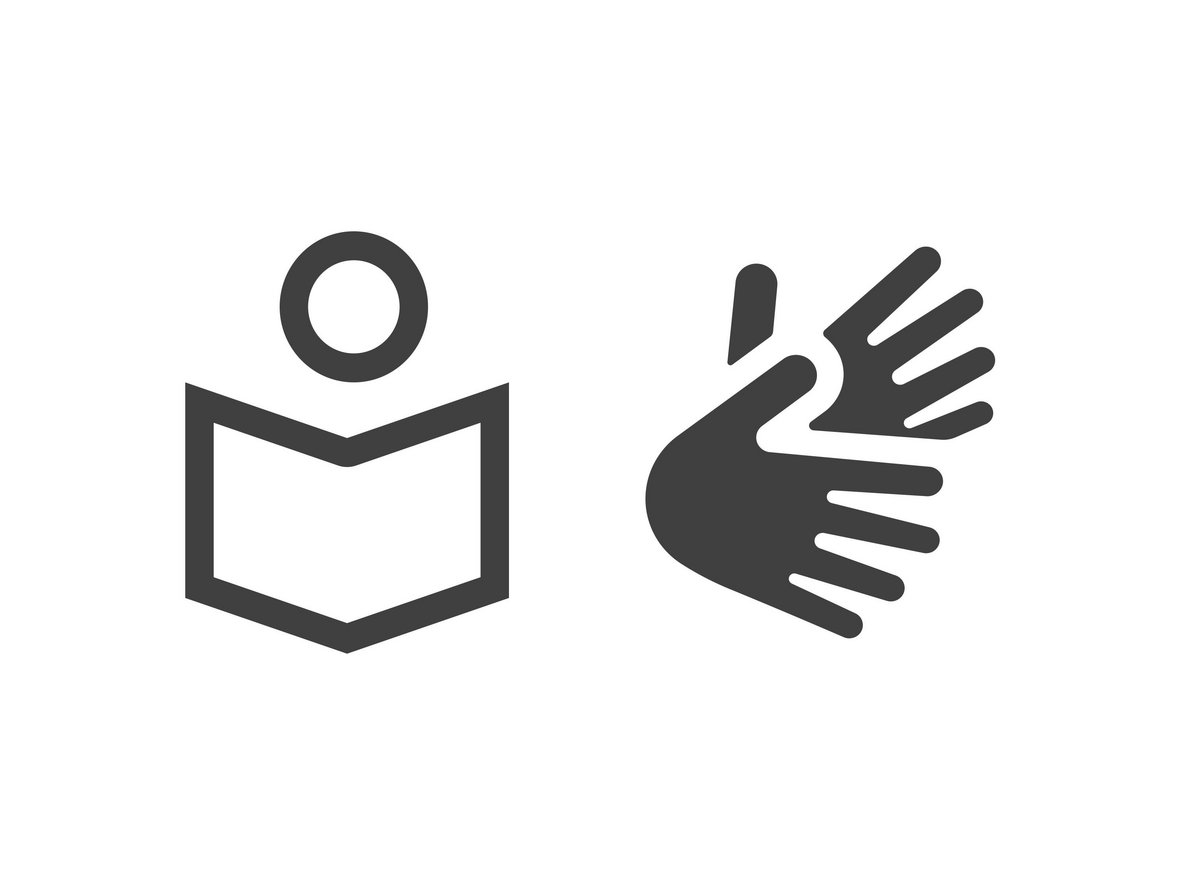 Icons der Leichten Sprache und Gebärdensprache